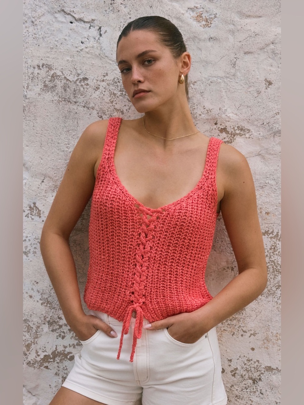 Z Supply Coral Crochet Tate Lace-Up Tank